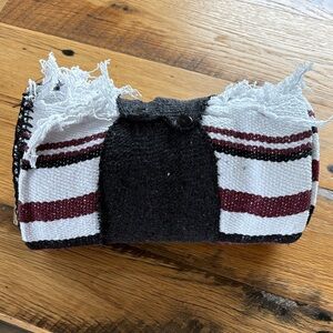 Cozy Striped Blanket - Black, White, and Maroon
